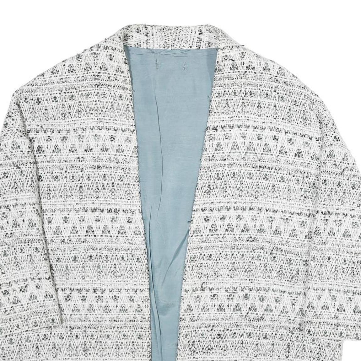 Womens White Black Pattern Cotton Blend Casual XL Woven Jacket Relaxed Fit