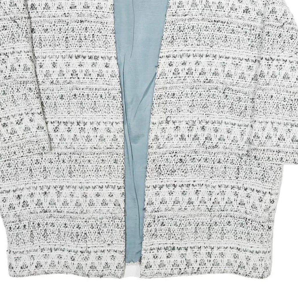 Womens White Black Pattern Cotton Blend Casual XL Woven Jacket Relaxed Fit