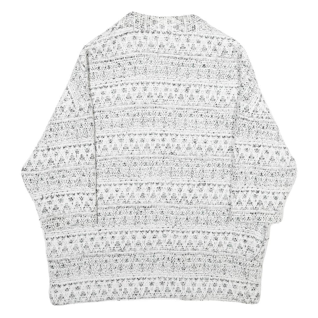 Womens White Black Pattern Cotton Blend Casual XL Woven Jacket Relaxed Fit