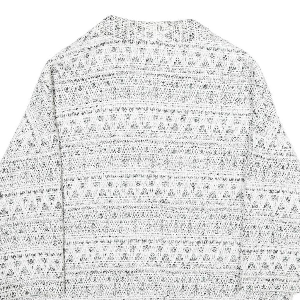 Womens White Black Pattern Cotton Blend Casual XL Woven Jacket Relaxed Fit