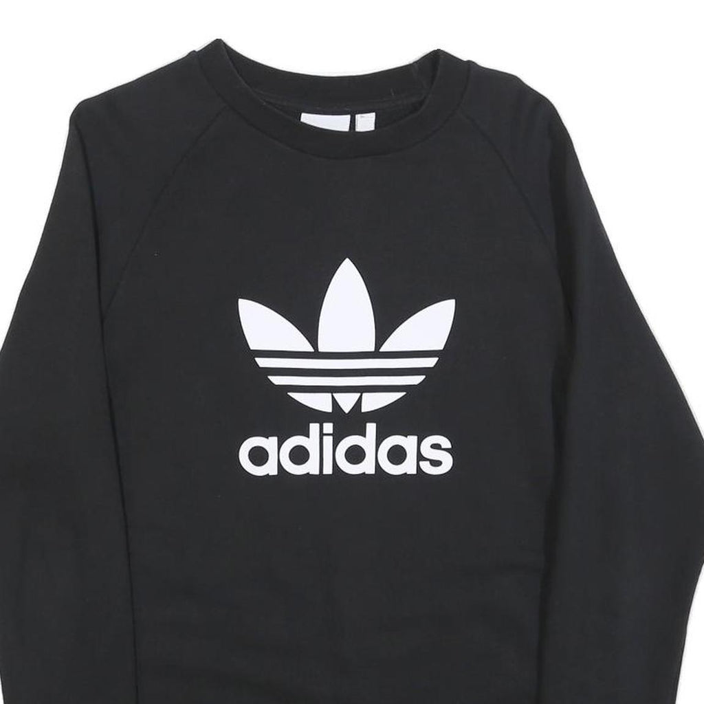 ADIDAS Mens Black Crew Neck S Cotton Blend Pullover Sweatshirt Logo