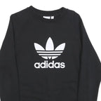 ADIDAS Mens Black Crew Neck S Cotton Blend Pullover Sweatshirt Logo