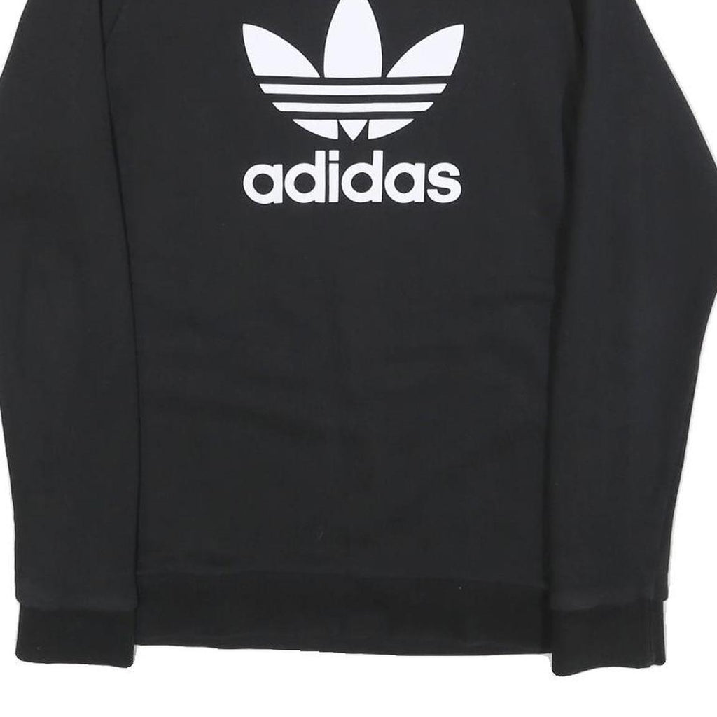 ADIDAS Mens Black Crew Neck S Cotton Blend Pullover Sweatshirt Logo