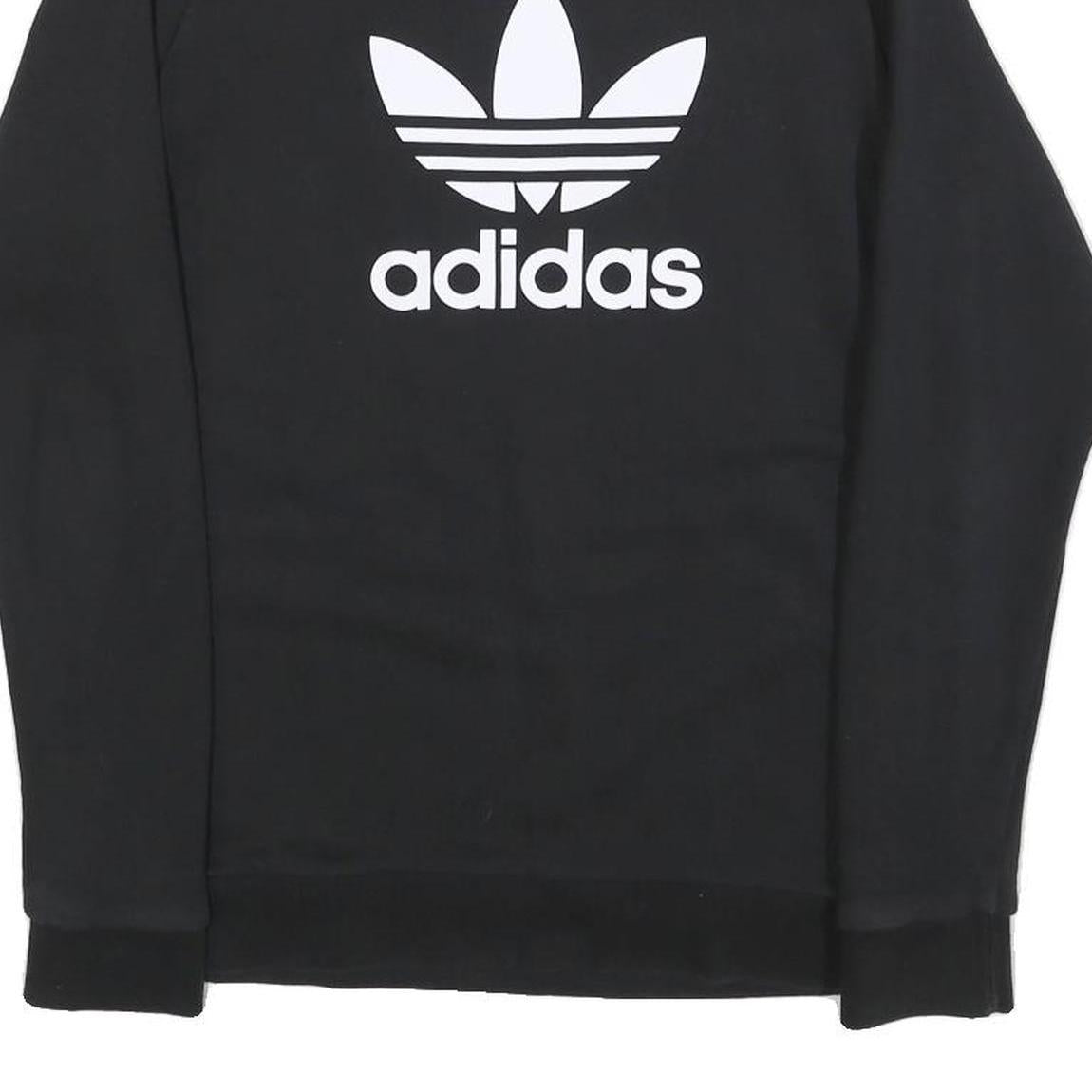 ADIDAS Mens Black Crew Neck S Cotton Blend Pullover Sweatshirt Logo
