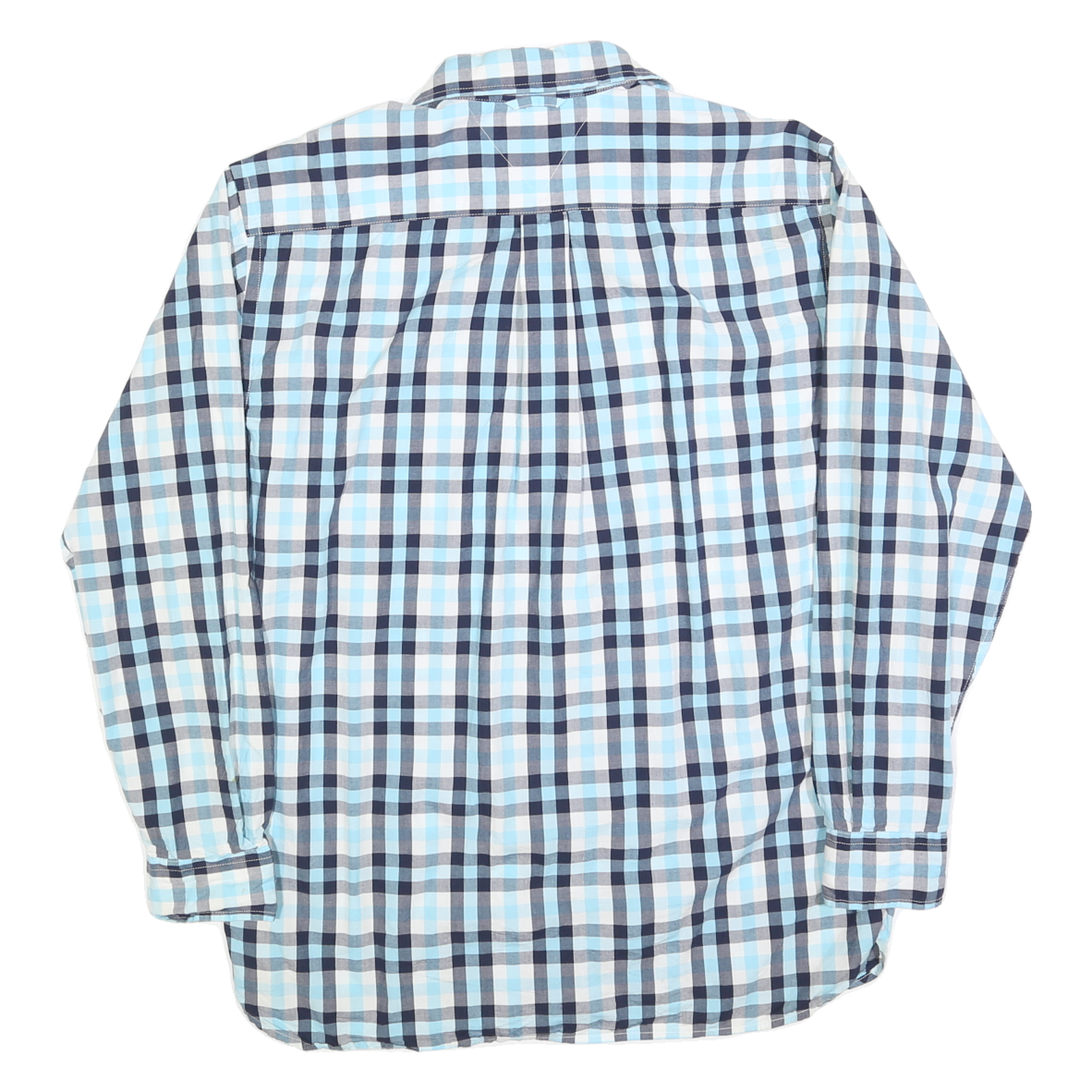 TOMMY HILFIGER Mens Blue & White Check Shirt M Classic Cotton Blend Button Down
