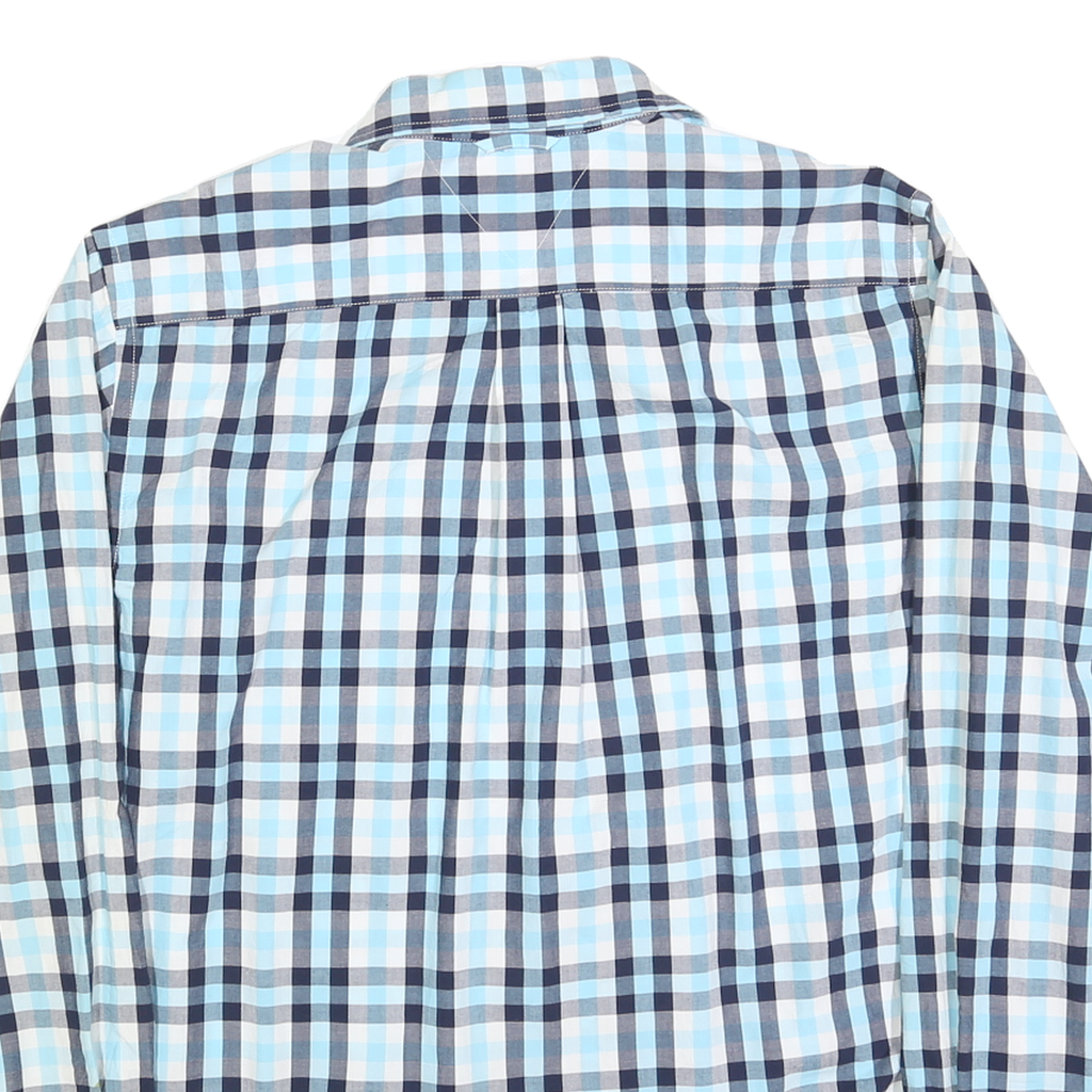 TOMMY HILFIGER Mens Blue & White Check Shirt M Classic Cotton Blend Button Down