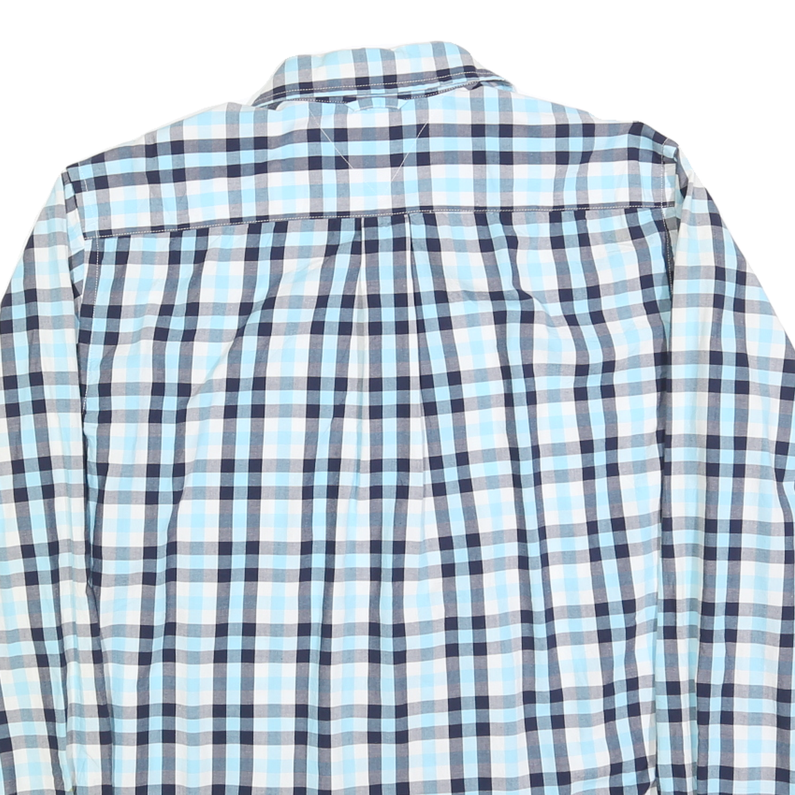 TOMMY HILFIGER Mens Blue & White Check Shirt M Classic Cotton Blend Button Down