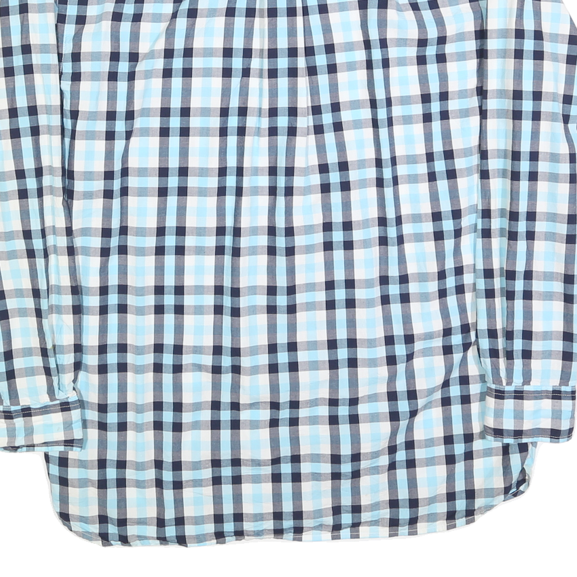TOMMY HILFIGER Mens Blue & White Check Shirt M Classic Cotton Blend Button Down