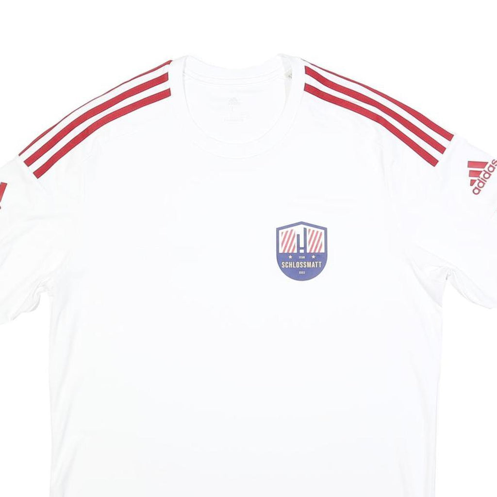ADIDAS Mens White & Red Graphic T-Shirt L Short Sleeve Crew Neck Sports