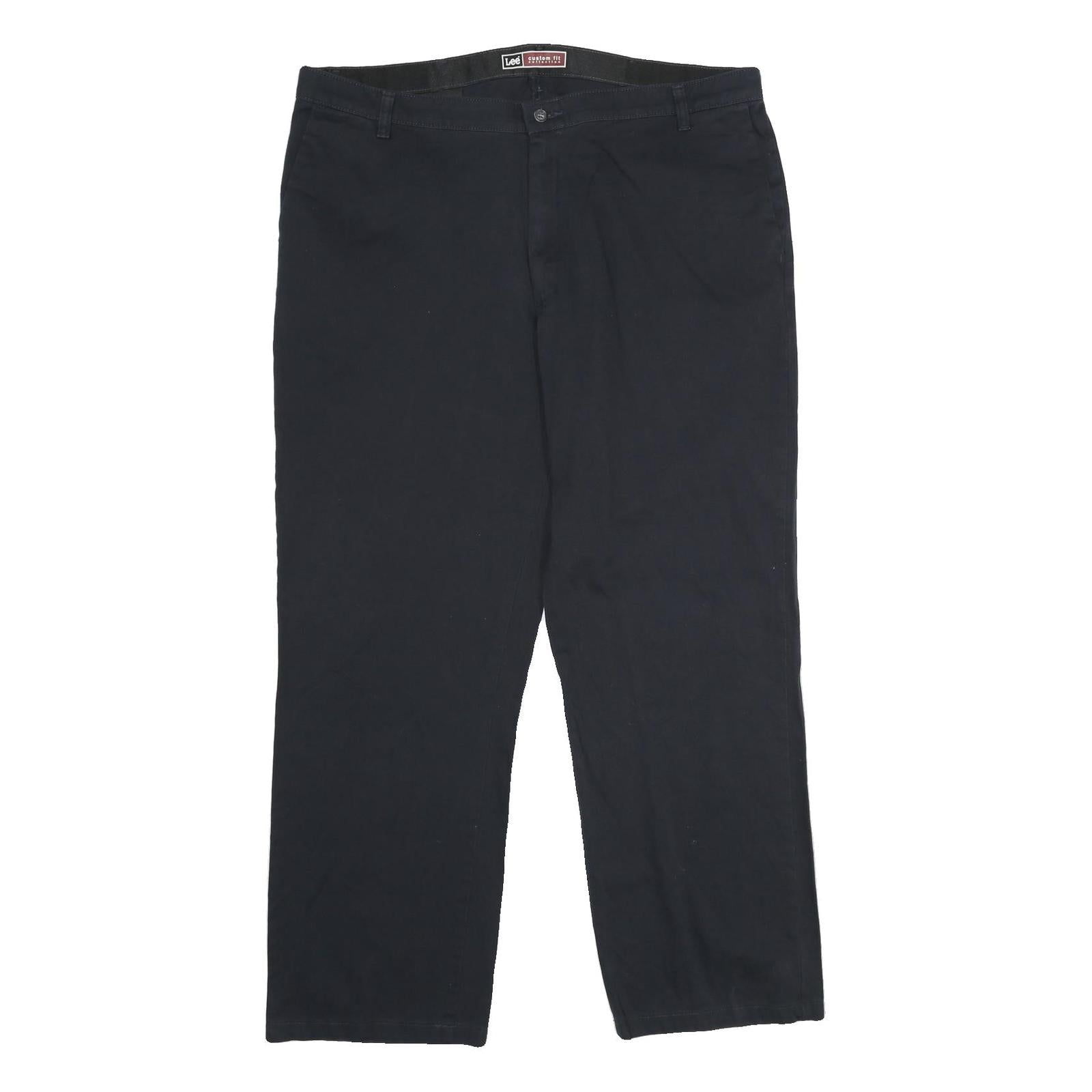 LEE Mens Cotton Blend Black Relaxed Straight Trousers W40 L32 Casual Workwear
