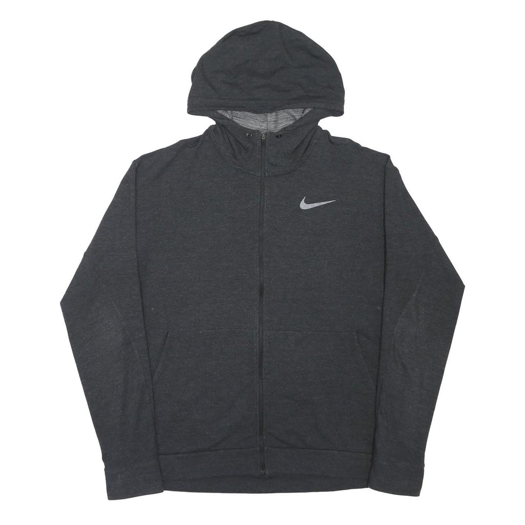 NIKE Mens Black Full Zip Hoodie 2XL Lightweight Cotton Blend Casual