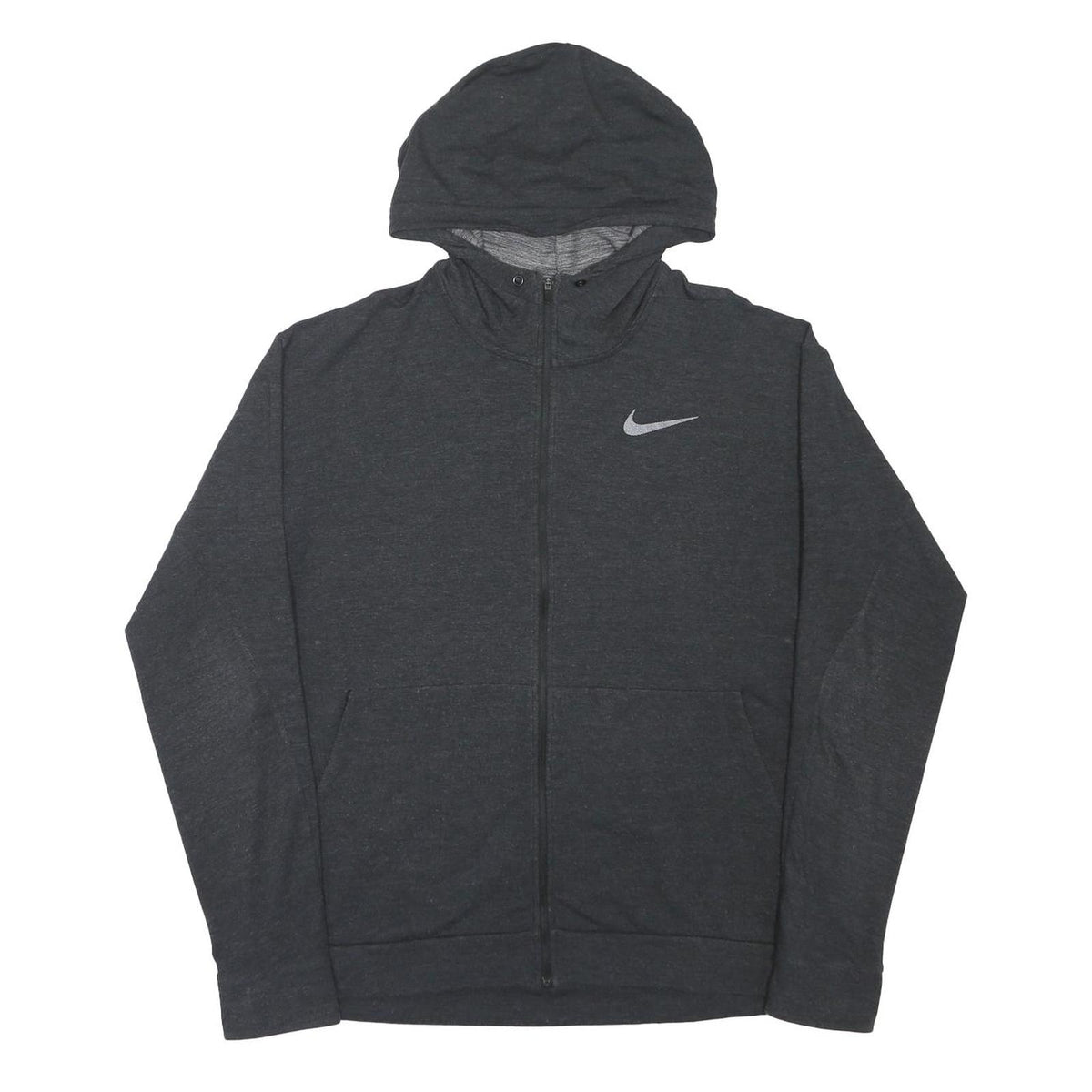 NIKE Mens Black Full Zip Hoodie 2XL Lightweight Cotton Blend Casual