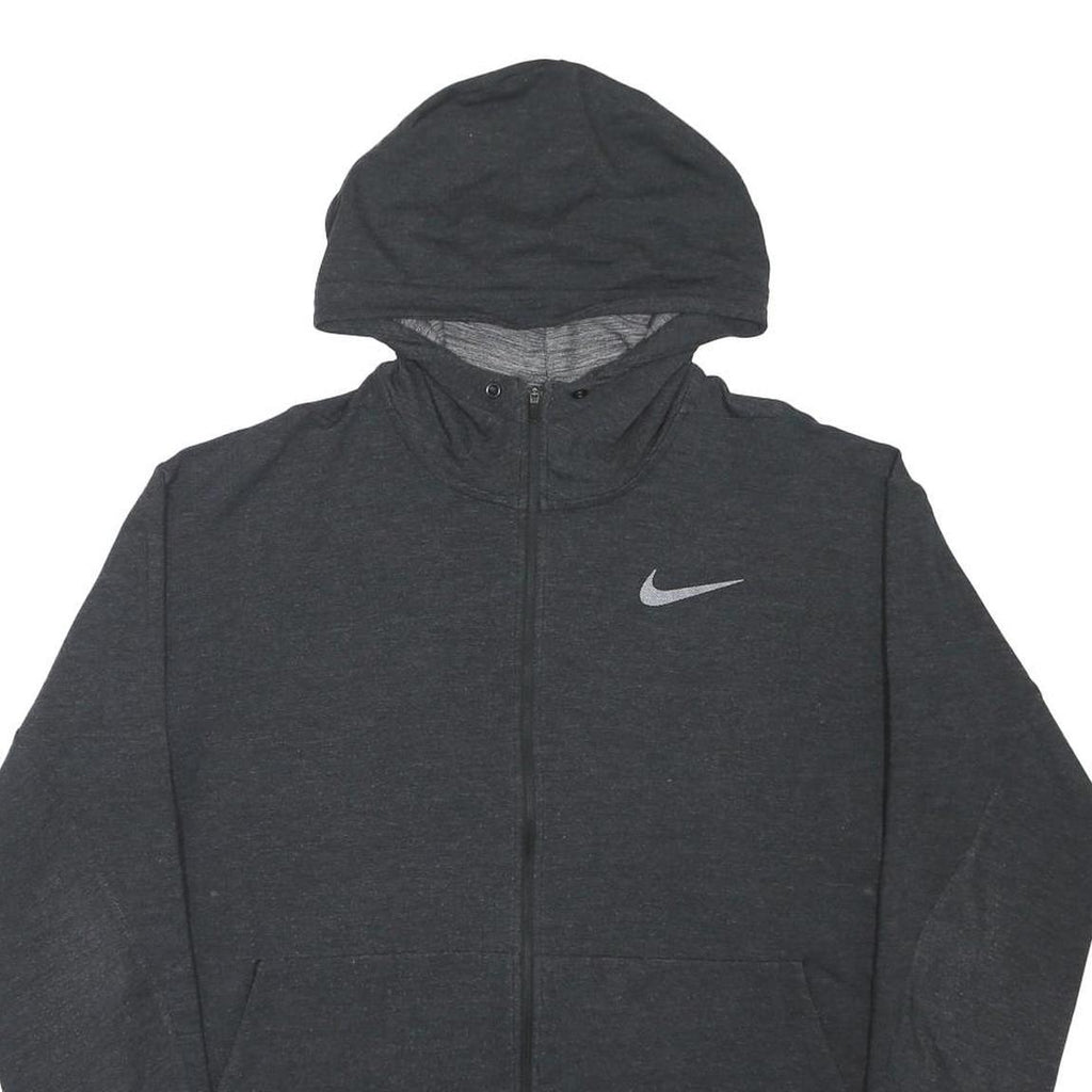 NIKE Mens Black Full Zip Hoodie 2XL Lightweight Cotton Blend Casual