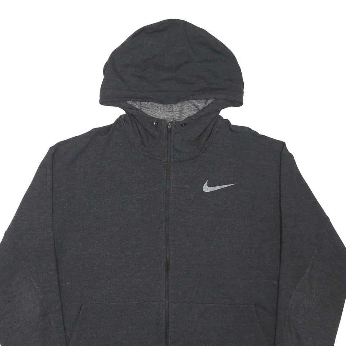 NIKE Mens Black Full Zip Hoodie 2XL Lightweight Cotton Blend Casual