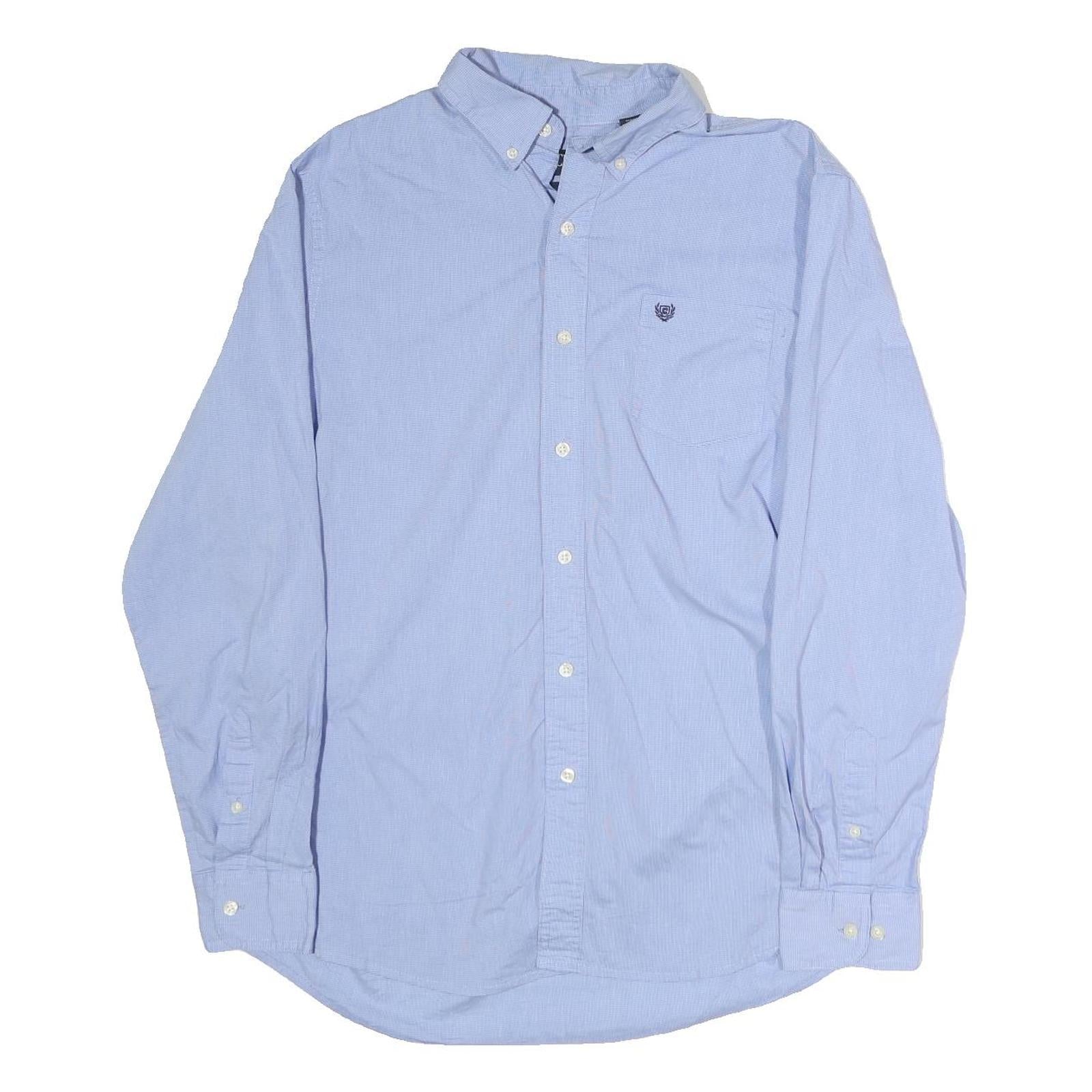 CHAPS Mens Blue Cotton Button-Down Shirt L Casual Classic Fit