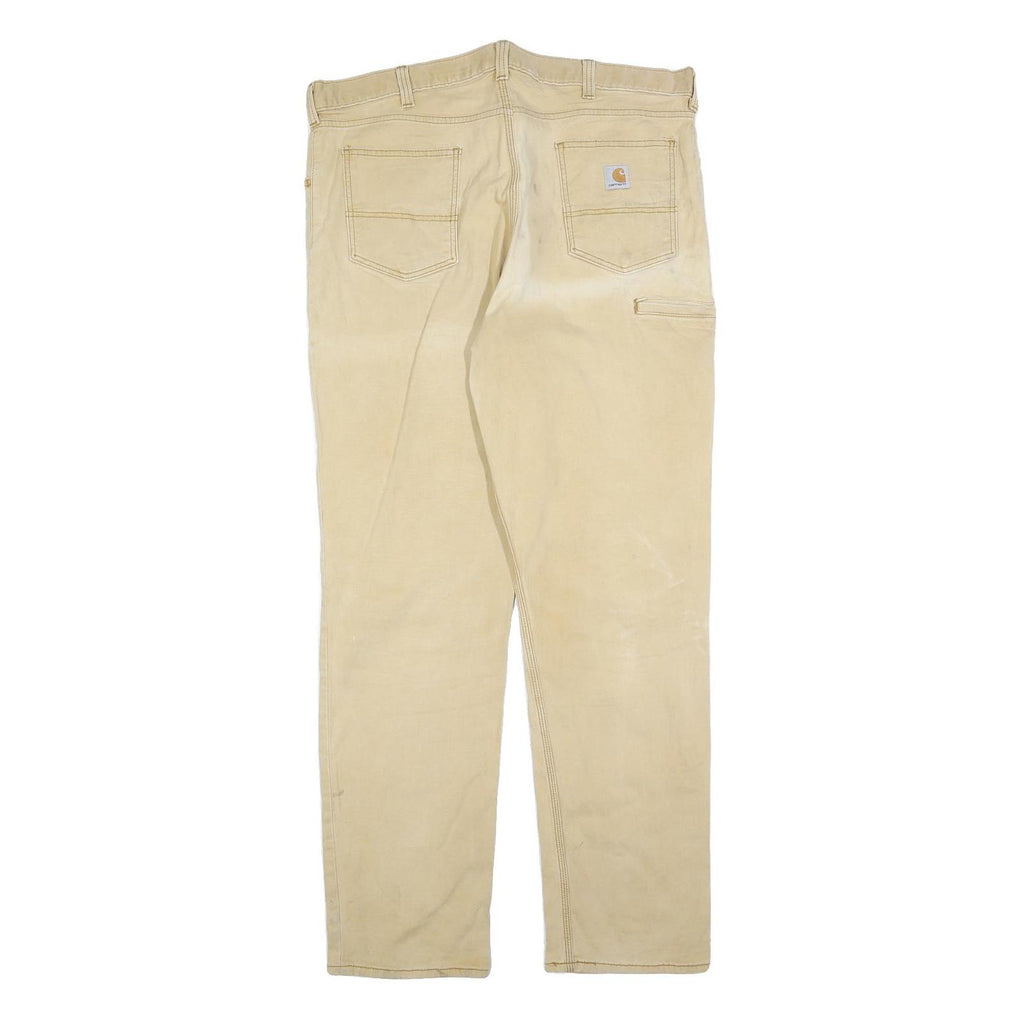 CARHARTT Mens Cotton Blend Beige Relaxed Trousers W40 L32 Workwear Durable Zip