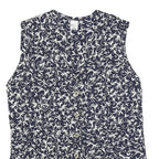 DAVINA Womens Navy Blue & White Printed Sleeveless Cotton Blend Day Dress UK S