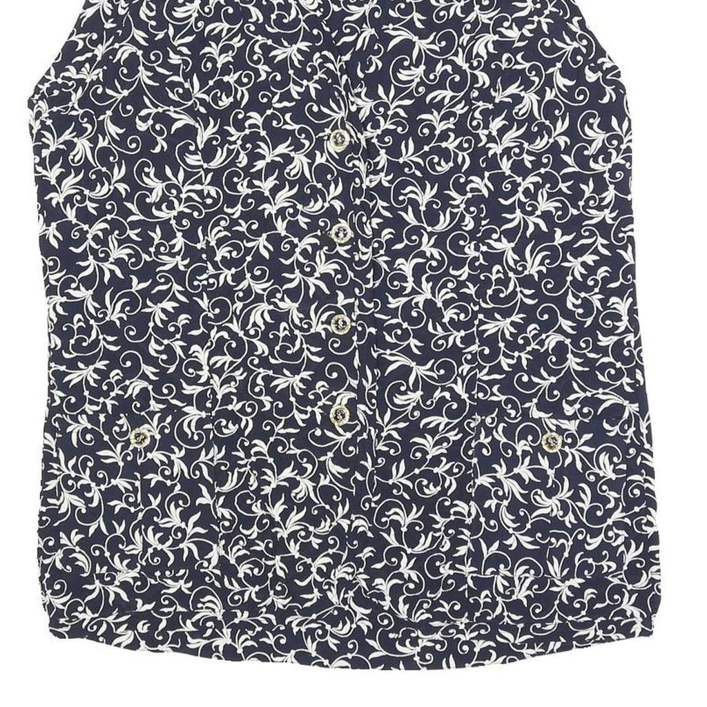DAVINA Womens Navy Blue & White Printed Sleeveless Cotton Blend Day Dress UK S