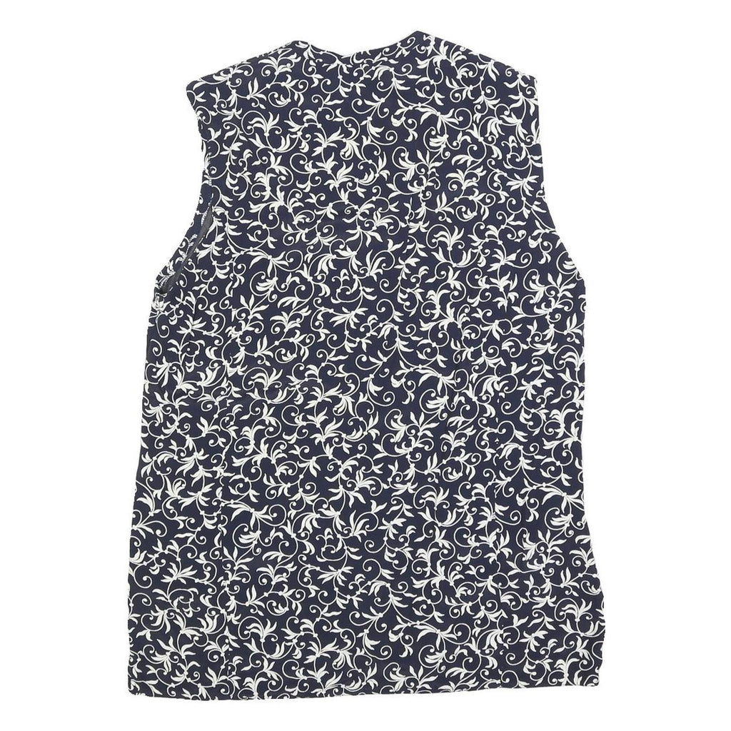 DAVINA Womens Navy Blue & White Printed Sleeveless Cotton Blend Day Dress UK S