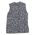 DAVINA Womens Navy Blue & White Printed Sleeveless Cotton Blend Day Dress UK S