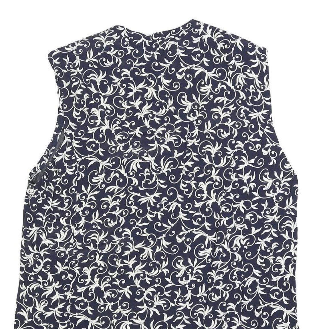 DAVINA Womens Navy Blue & White Printed Sleeveless Cotton Blend Day Dress UK S