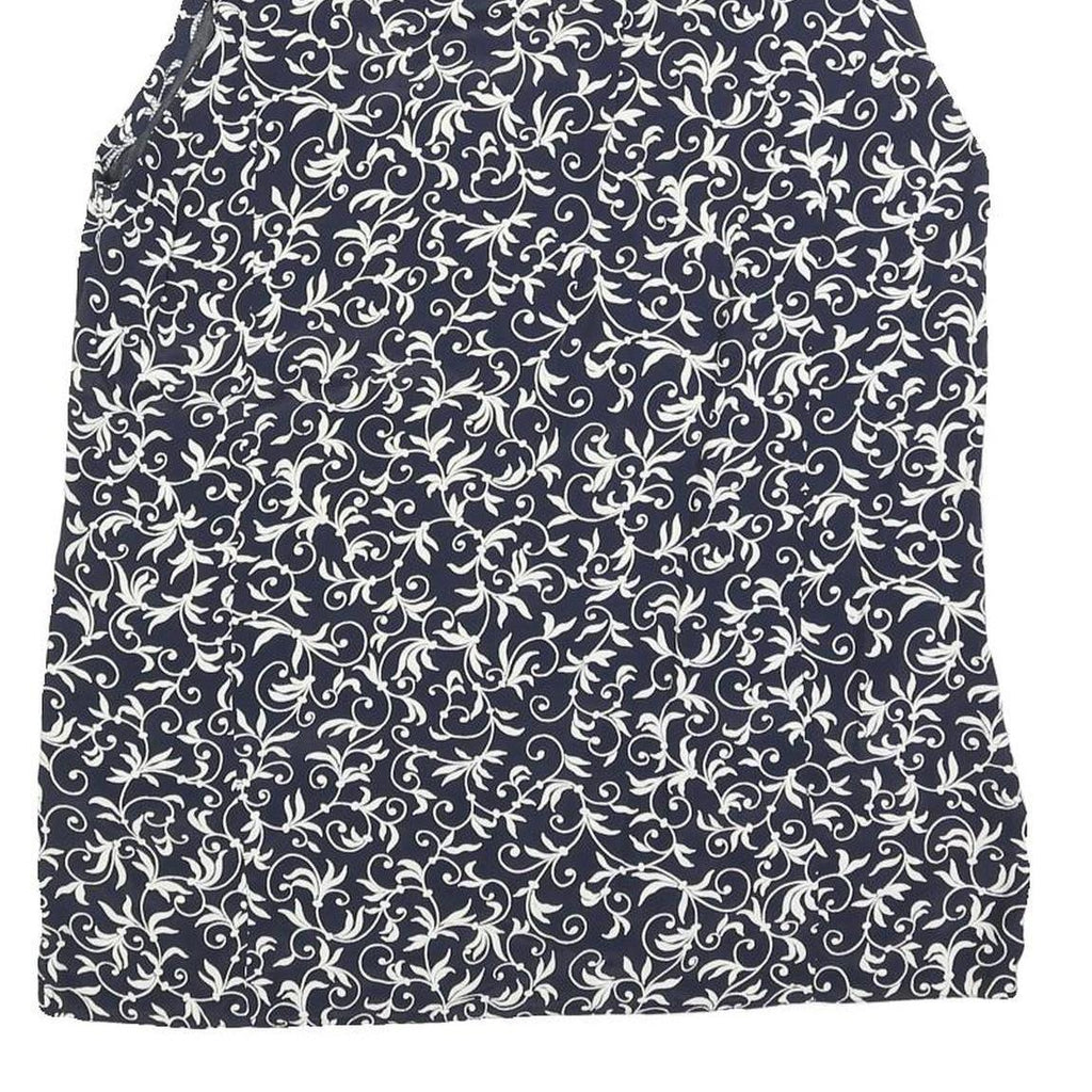DAVINA Womens Navy Blue & White Printed Sleeveless Cotton Blend Day Dress UK S