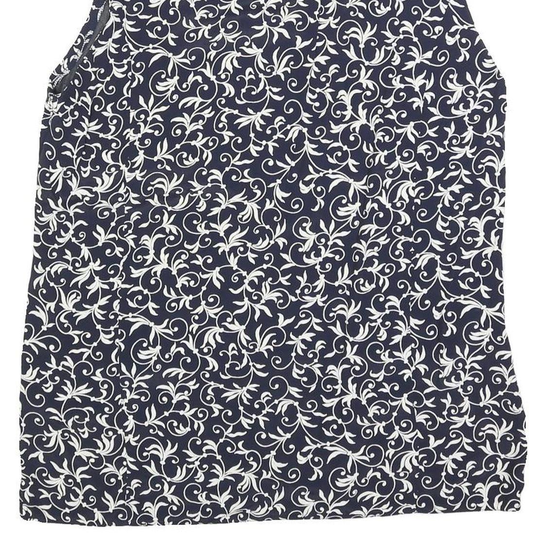 DAVINA Womens Navy Blue & White Printed Sleeveless Cotton Blend Day Dress UK S