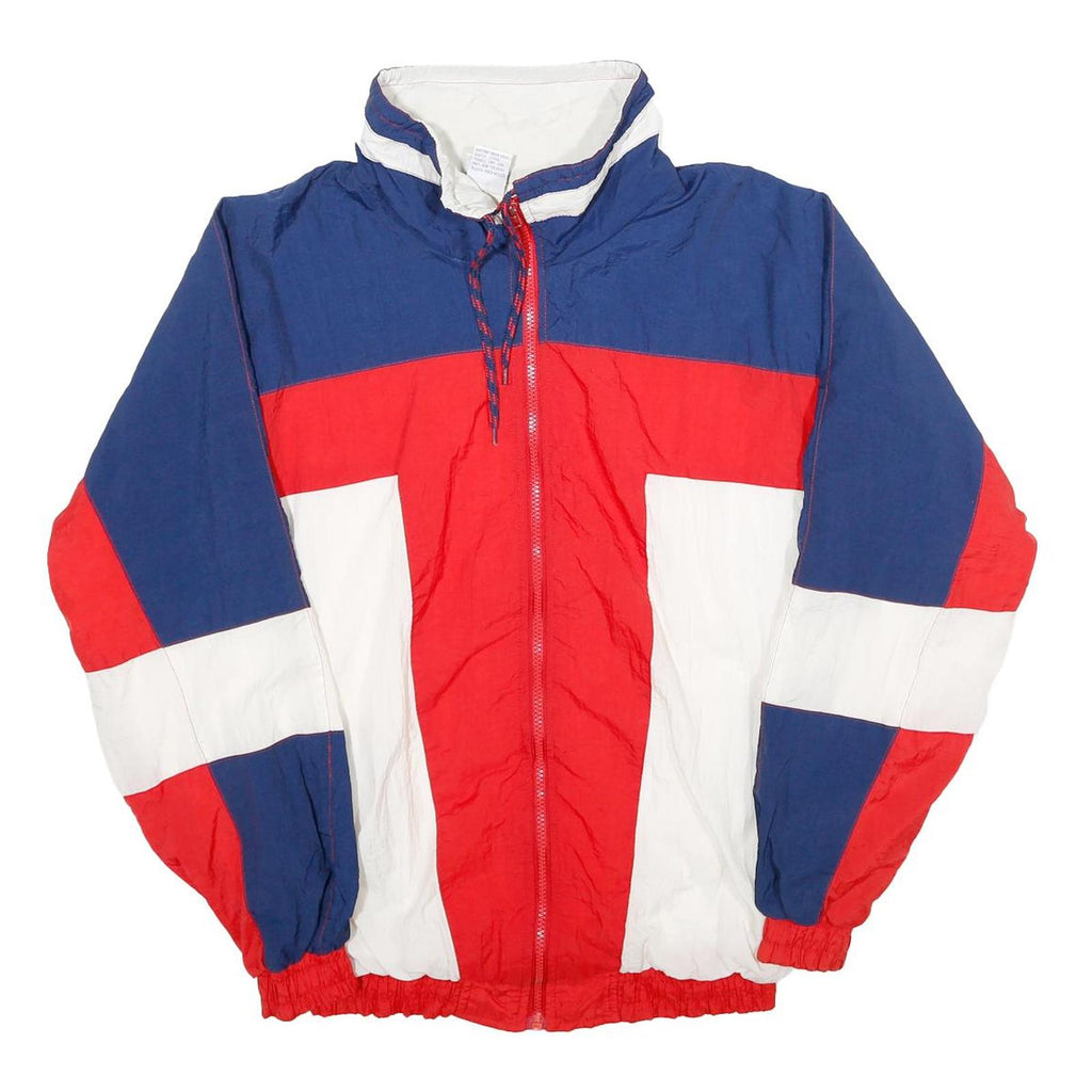 PRO SPIRIT Mens Blue & Red & White Jacket M Nylon Colourblock Zip Lightweight