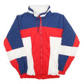 PRO SPIRIT Mens Blue & Red & White Jacket M Nylon Colourblock Zip Lightweight