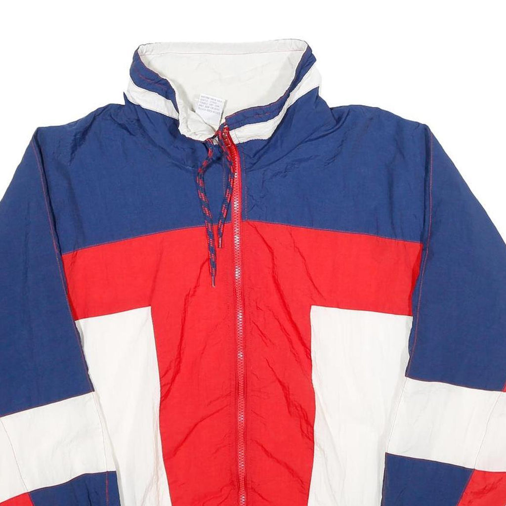 PRO SPIRIT Mens Blue & Red & White Jacket M Nylon Colourblock Zip Lightweight