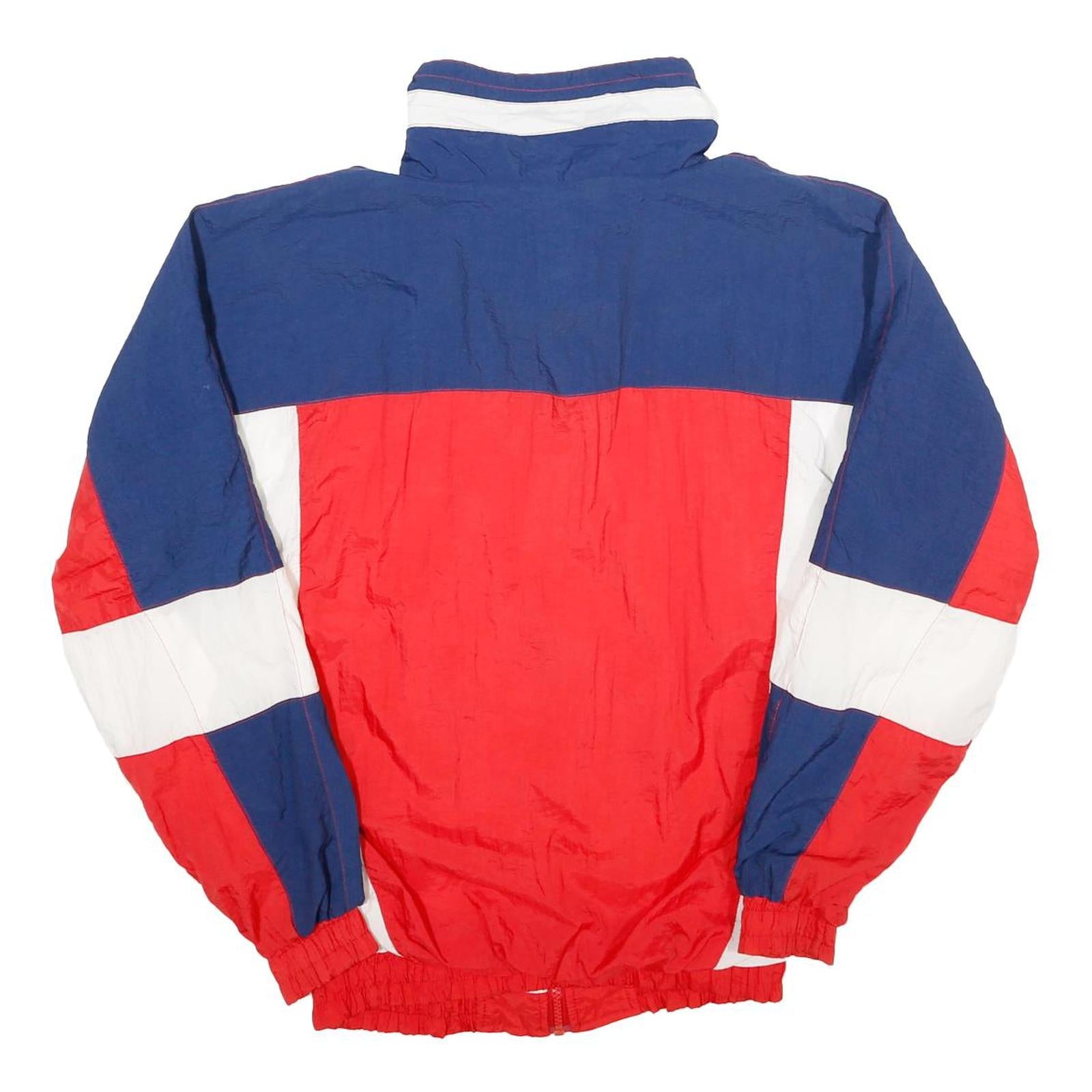 PRO SPIRIT Mens Blue & Red & White Jacket M Nylon Colourblock Zip Lightweight