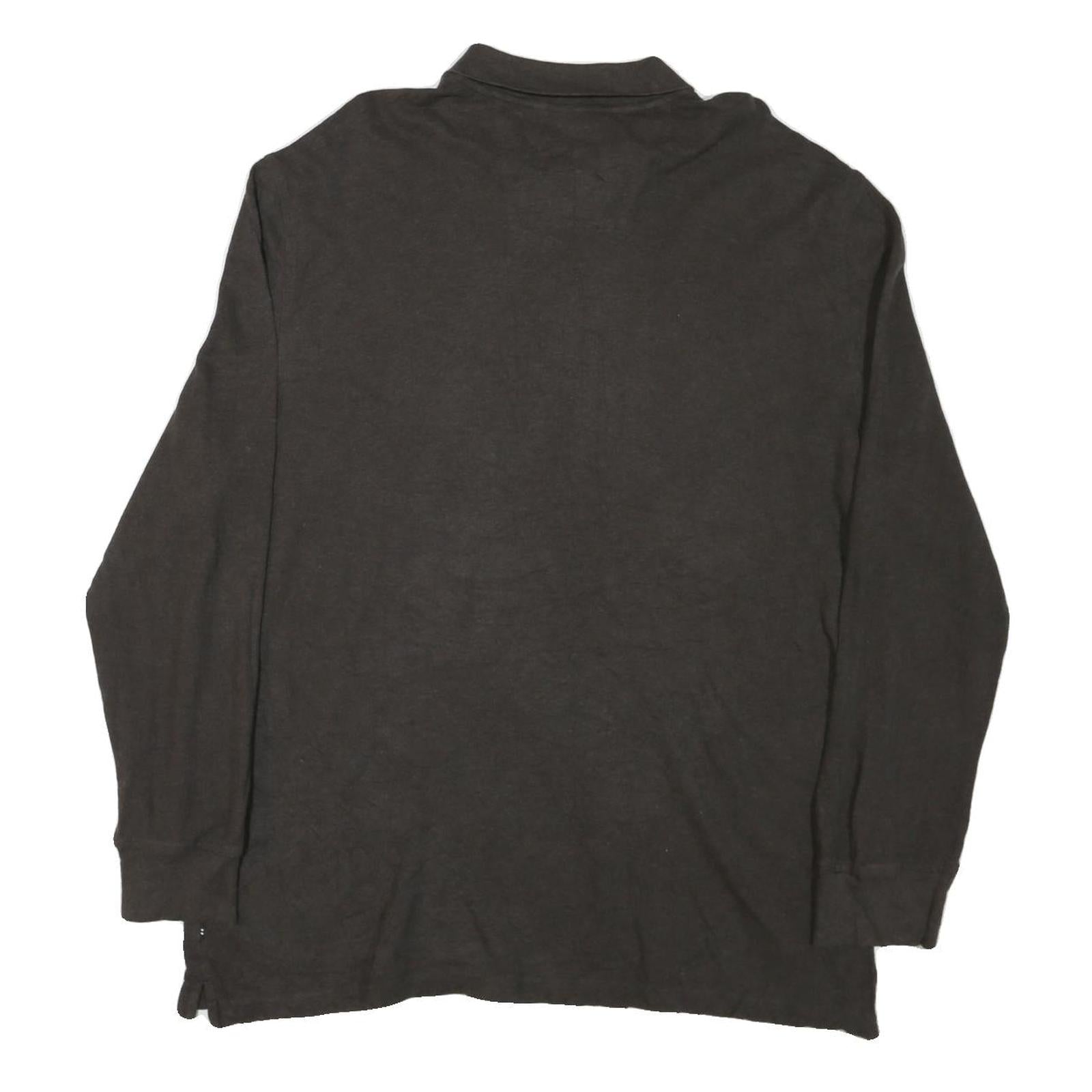 NAUTICA Mens Brown Long Sleeve Plain 2XL Cotton Blend Polo Shirt Classic Fit