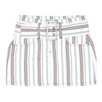 NASTY GAL Womens White & Brown Striped Mini Cotton Blend Skirt UK 4 With Belt