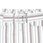 NASTY GAL Womens White & Brown Striped Mini Cotton Blend Skirt UK 4 With Belt
