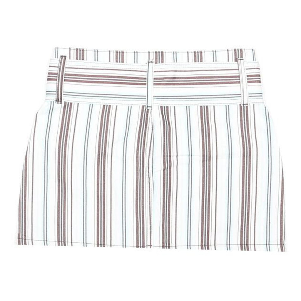 NASTY GAL Womens White & Brown Striped Mini Cotton Blend Skirt UK 4 With Belt