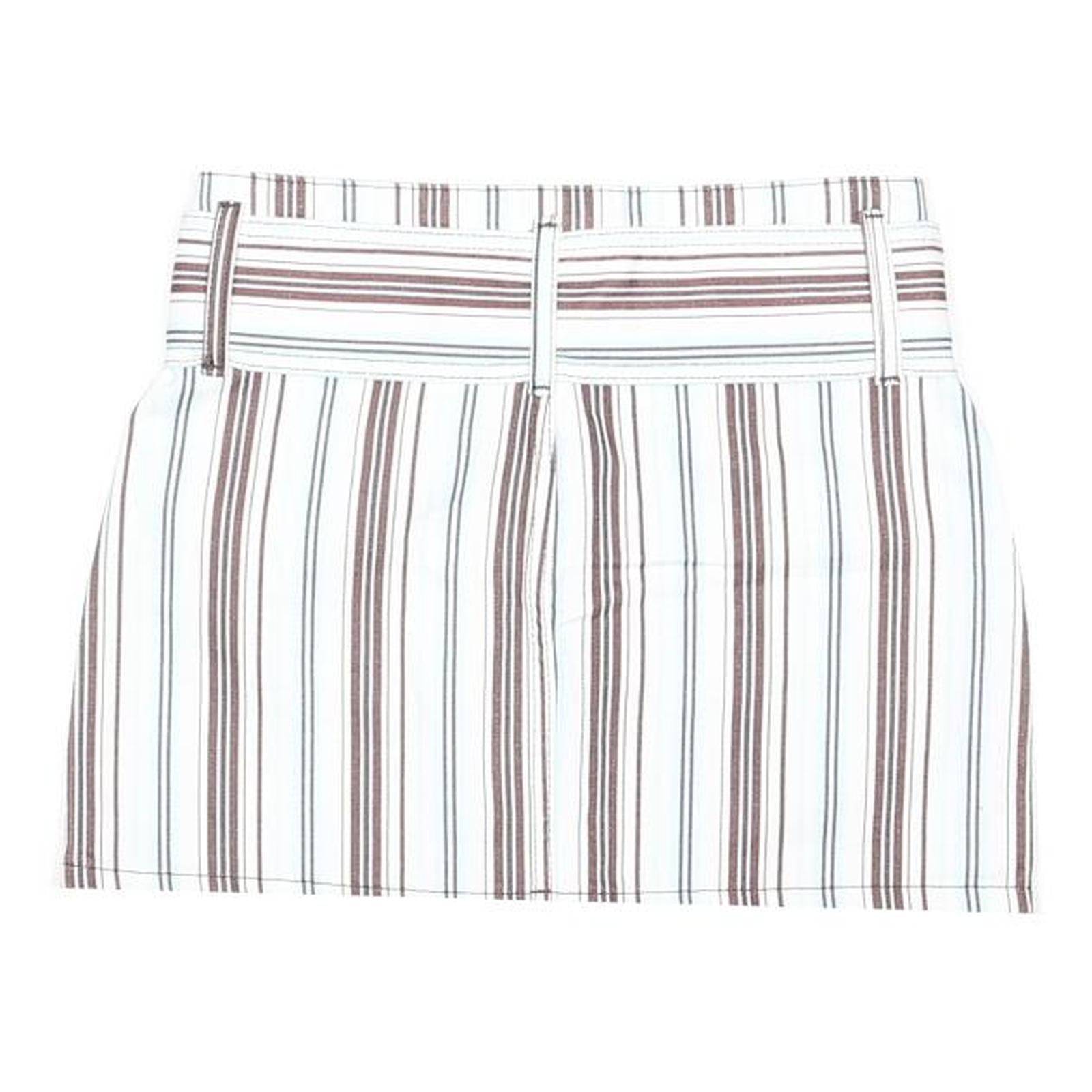 NASTY GAL Womens White & Brown Striped Mini Cotton Blend Skirt UK 4 With Belt