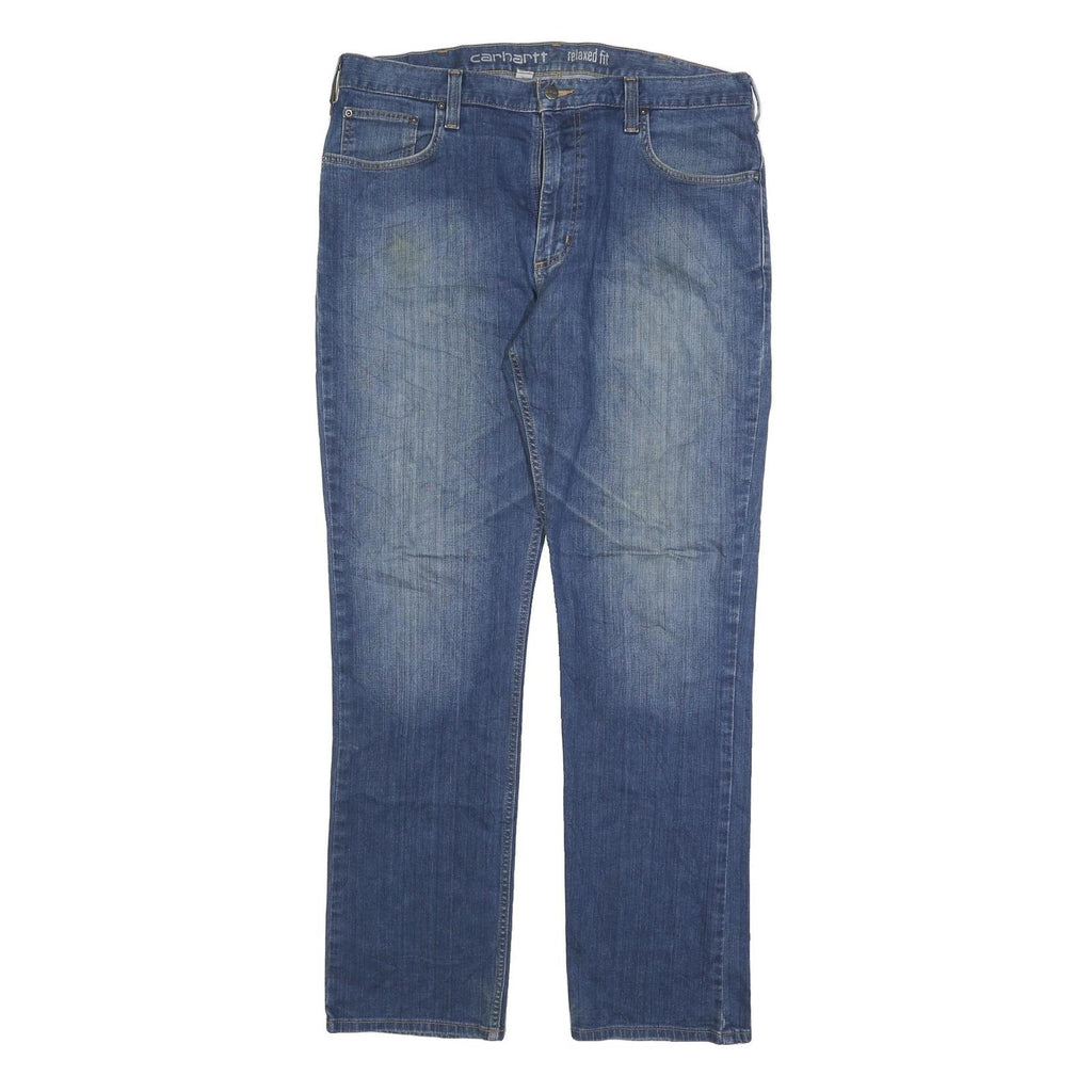 CARHARTT Mens Relaxed Fit Blue Denim Straight Jeans Cotton Blend W38 L34 Casual