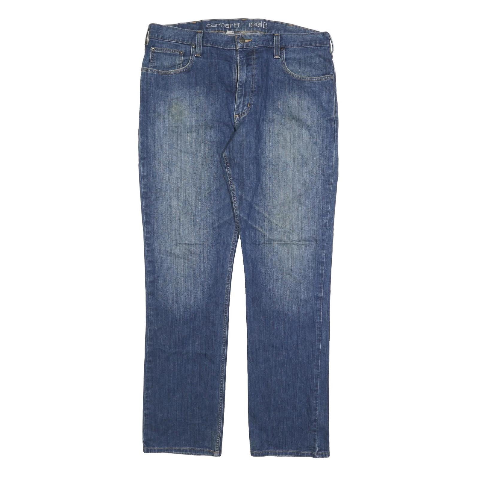 CARHARTT Mens Relaxed Fit Blue Denim Straight Jeans Cotton Blend W38 L34 Casual