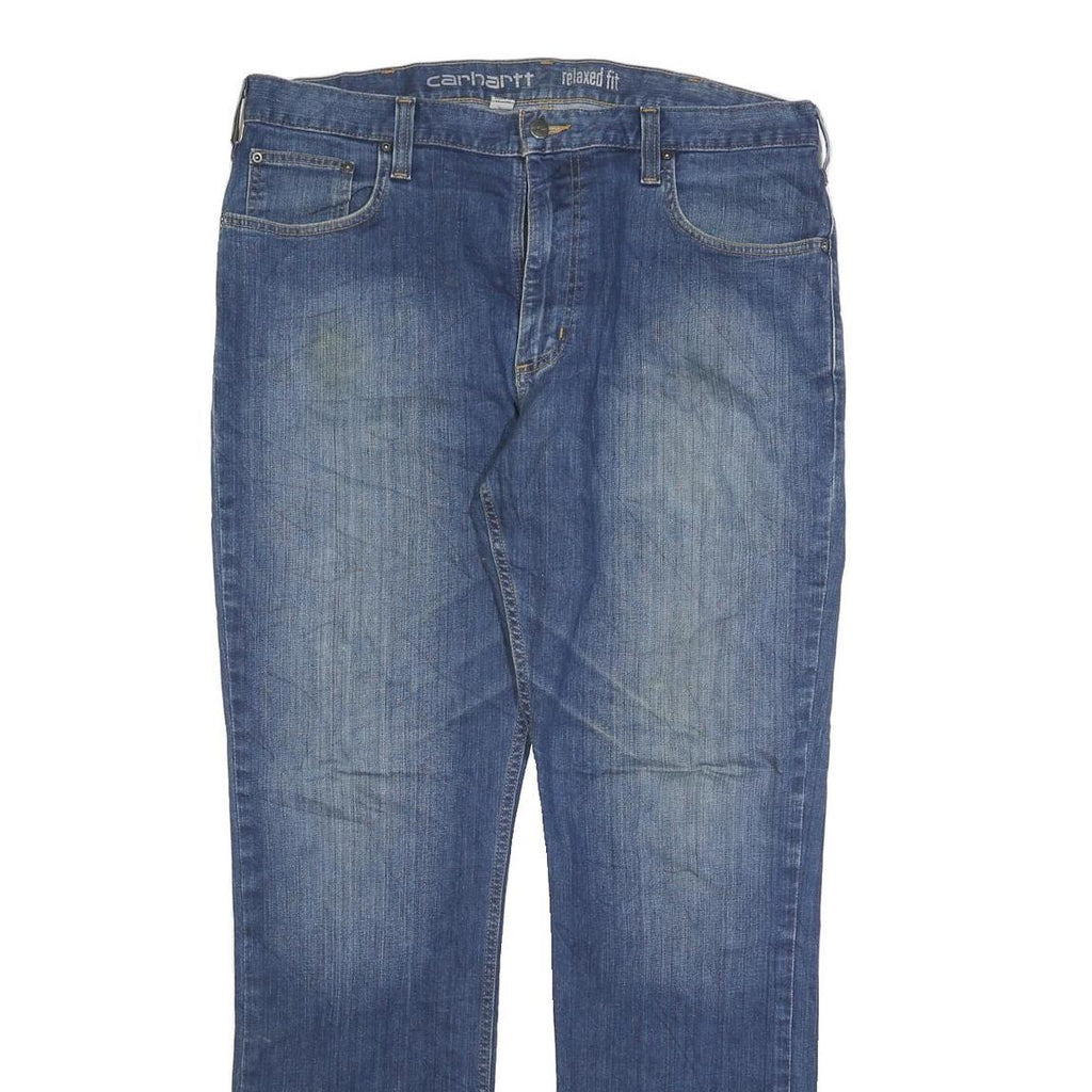 CARHARTT Mens Relaxed Fit Blue Denim Straight Jeans Cotton Blend W38 L34 Casual