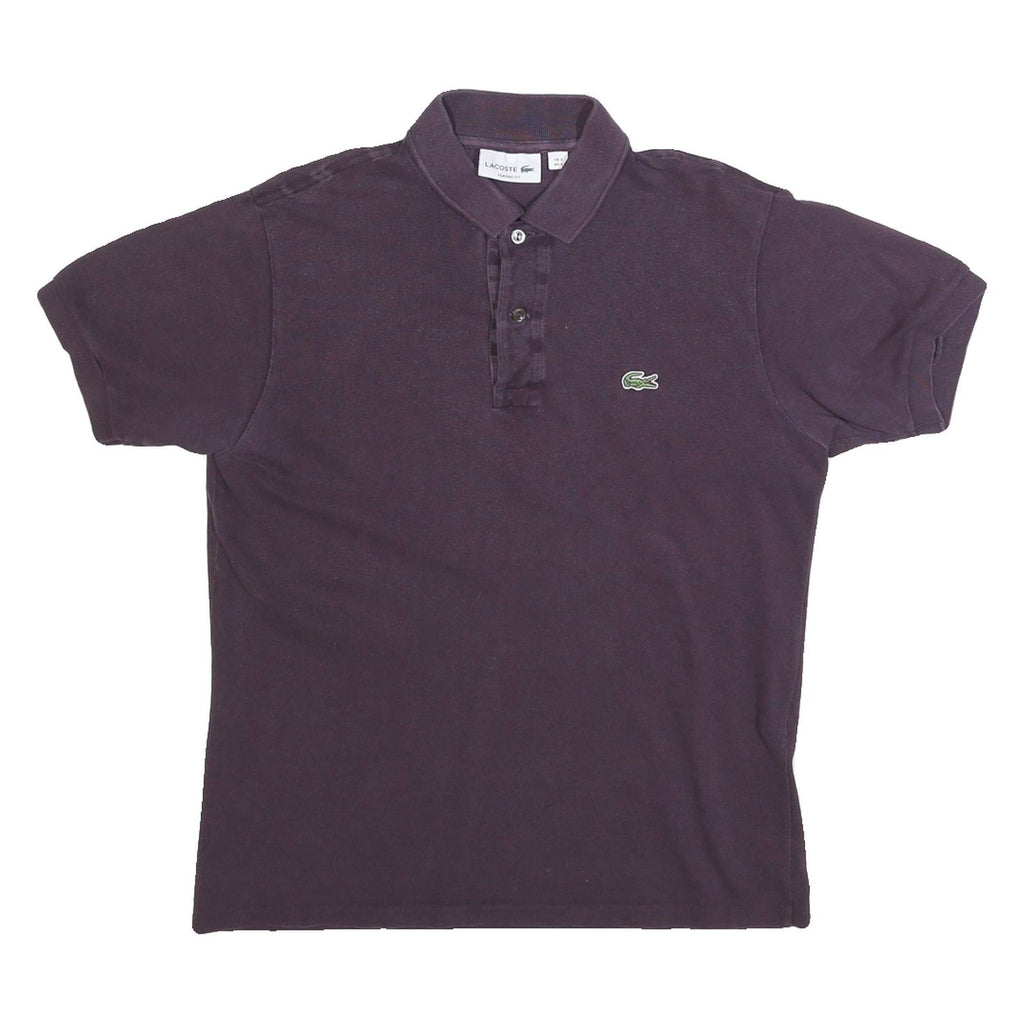 LACOSTE Mens Purple Short Sleeve Plain S Cotton Blend Polo Shirt Classic Fit