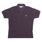 LACOSTE Mens Purple Short Sleeve Plain S Cotton Blend Polo Shirt Classic Fit