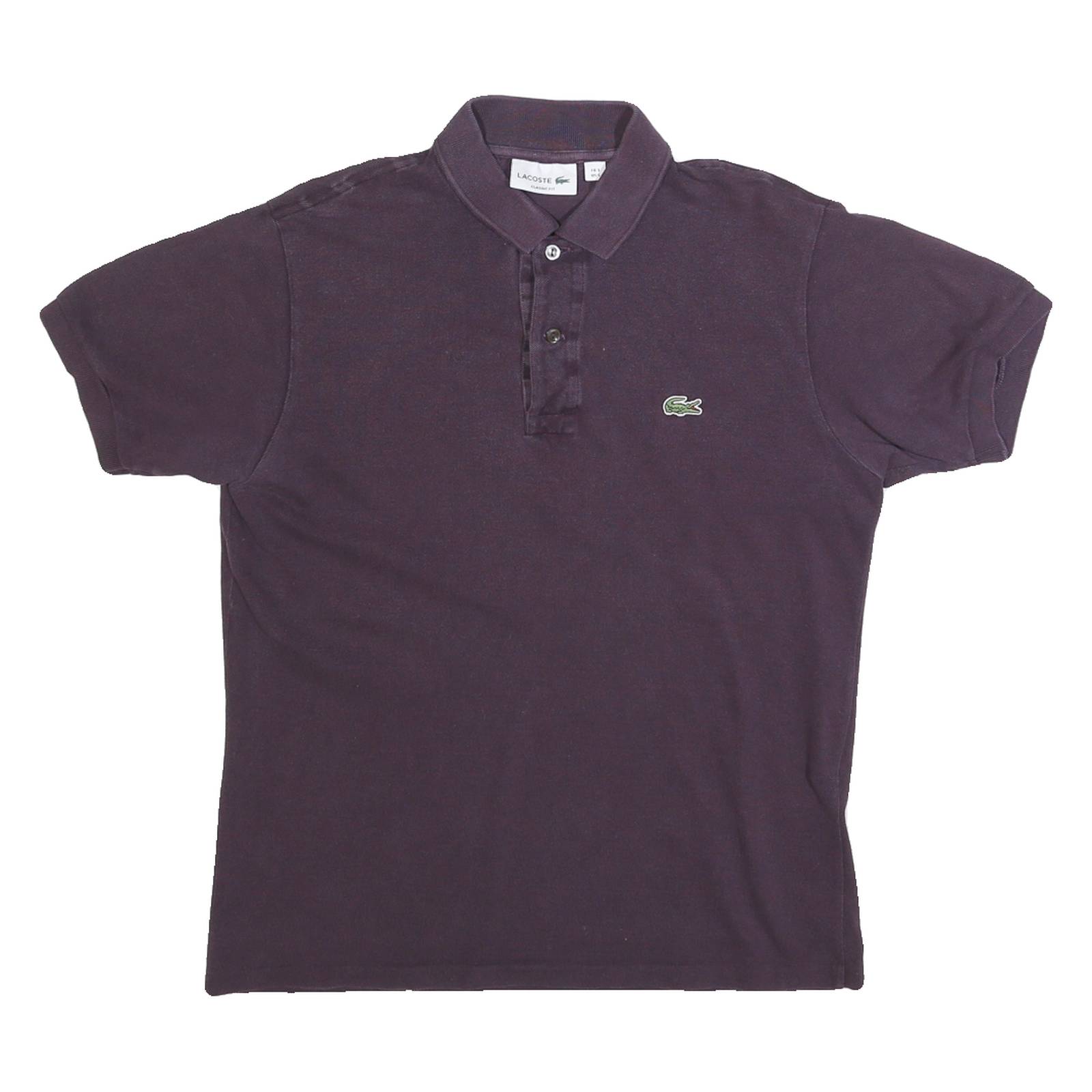 LACOSTE Mens Purple Short Sleeve Plain S Cotton Blend Polo Shirt Classic Fit