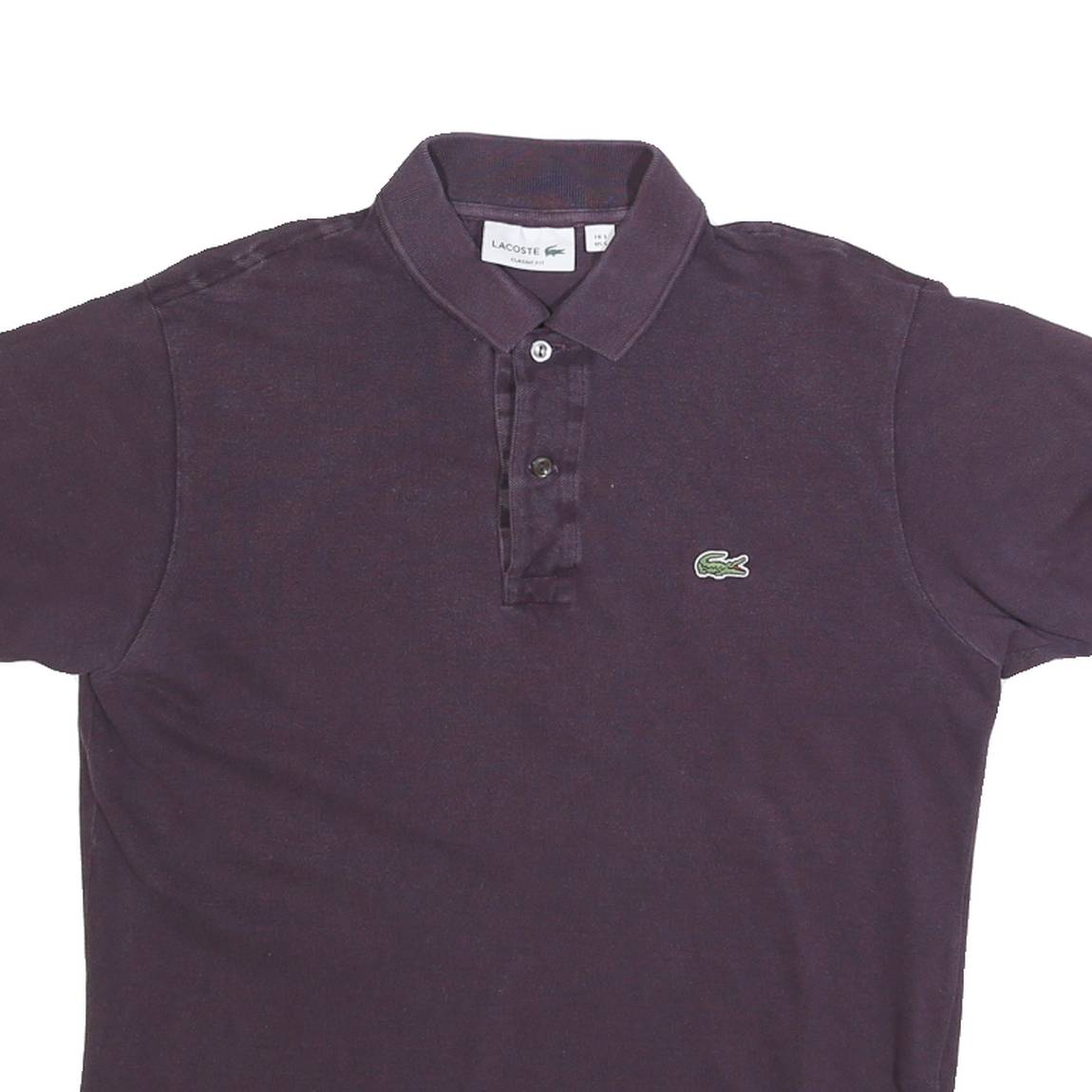 LACOSTE Mens Purple Short Sleeve Plain S Cotton Blend Polo Shirt Classic Fit