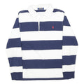 POLO RALPH LAUREN Mens Blue & White Striped Long Sleeve Polo Shirt XS Cotton