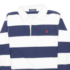 POLO RALPH LAUREN Mens Blue & White Striped Long Sleeve Polo Shirt XS Cotton