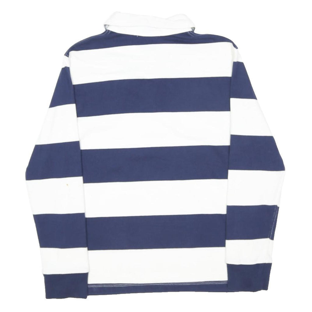 POLO RALPH LAUREN Mens Blue & White Striped Long Sleeve Polo Shirt XS Cotton