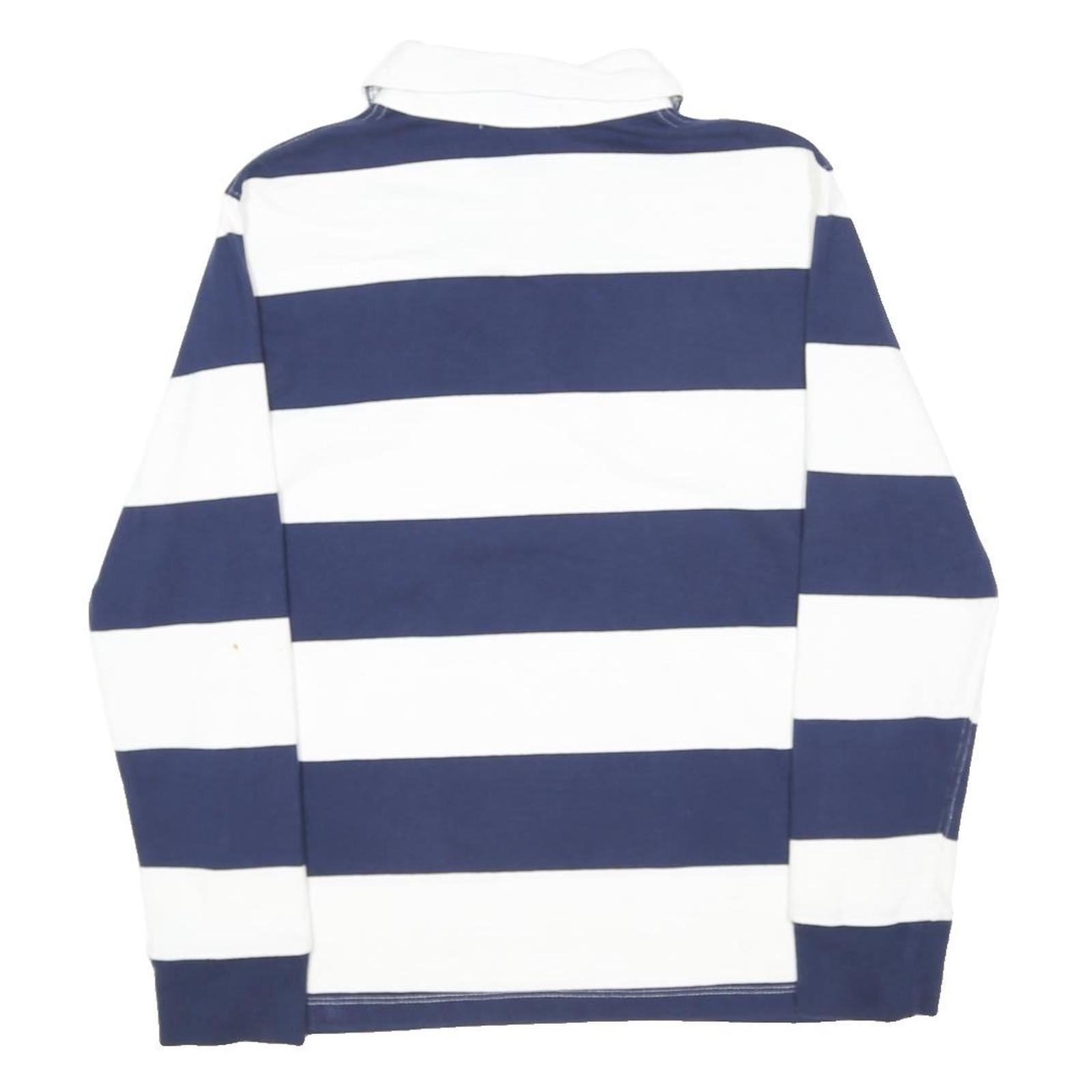 POLO RALPH LAUREN Mens Blue & White Striped Long Sleeve Polo Shirt XS Cotton