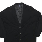GAP Womens Black Wool Blend Plain Button Up V-Neck Jumper S Classic Knitwear