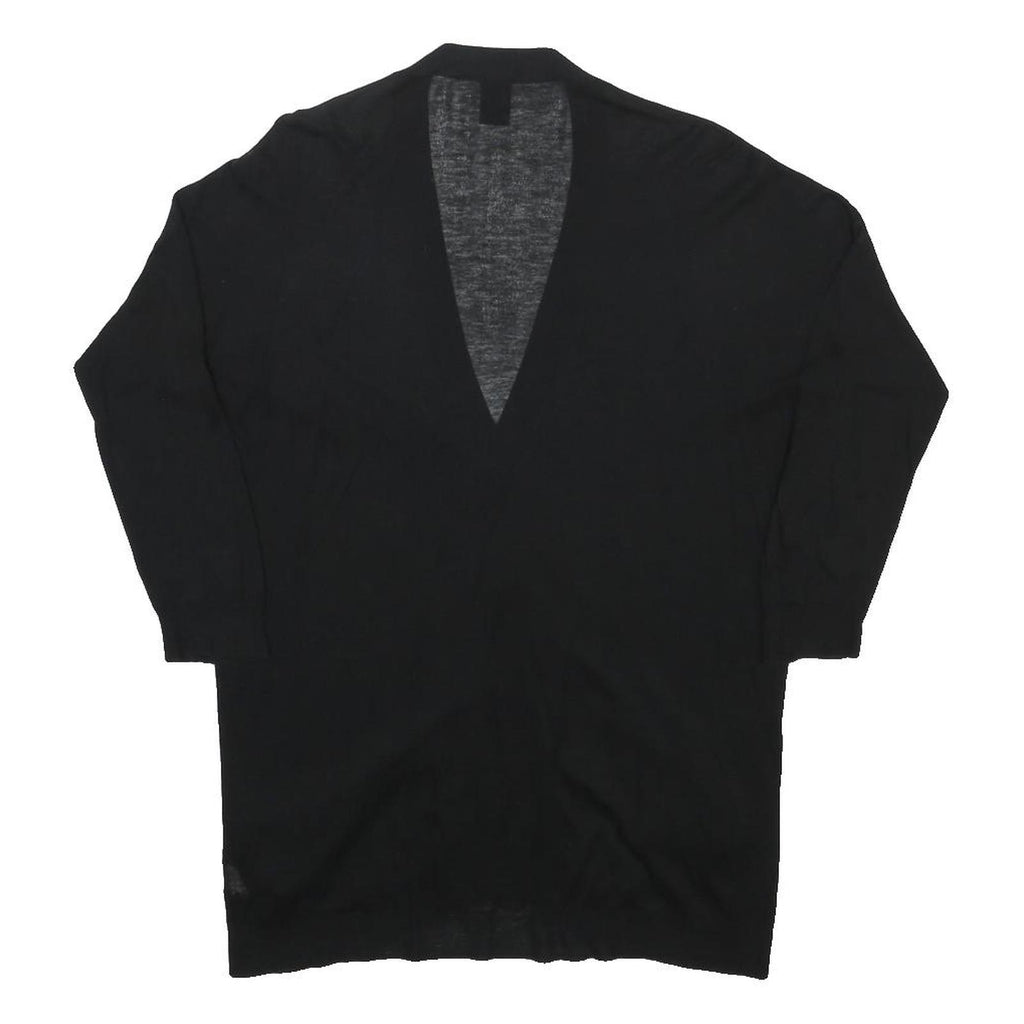 GAP Womens Black Wool Blend Plain Button Up V-Neck Jumper S Classic Knitwear