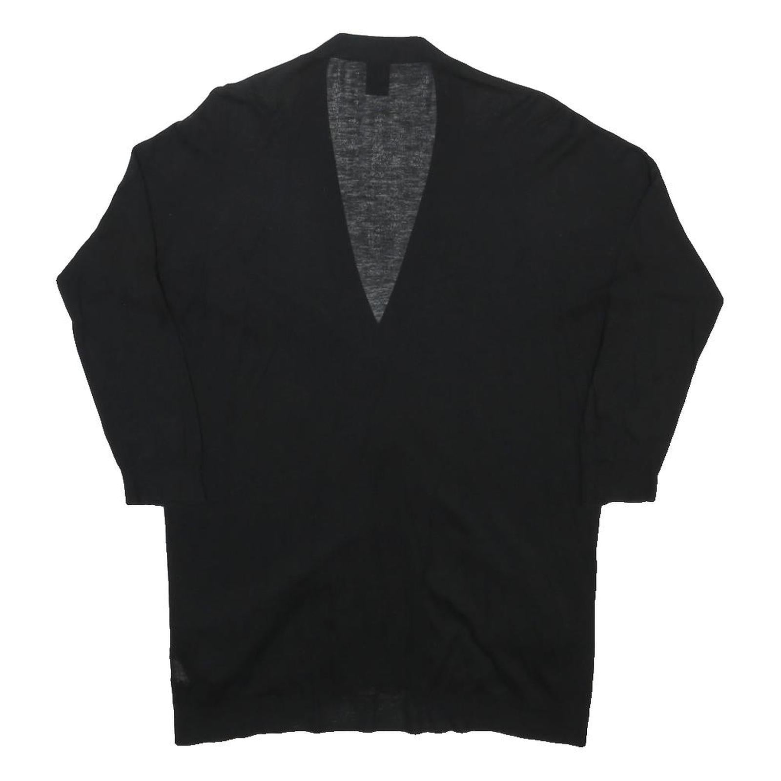 GAP Womens Black Wool Blend Plain Button Up V-Neck Jumper S Classic Knitwear